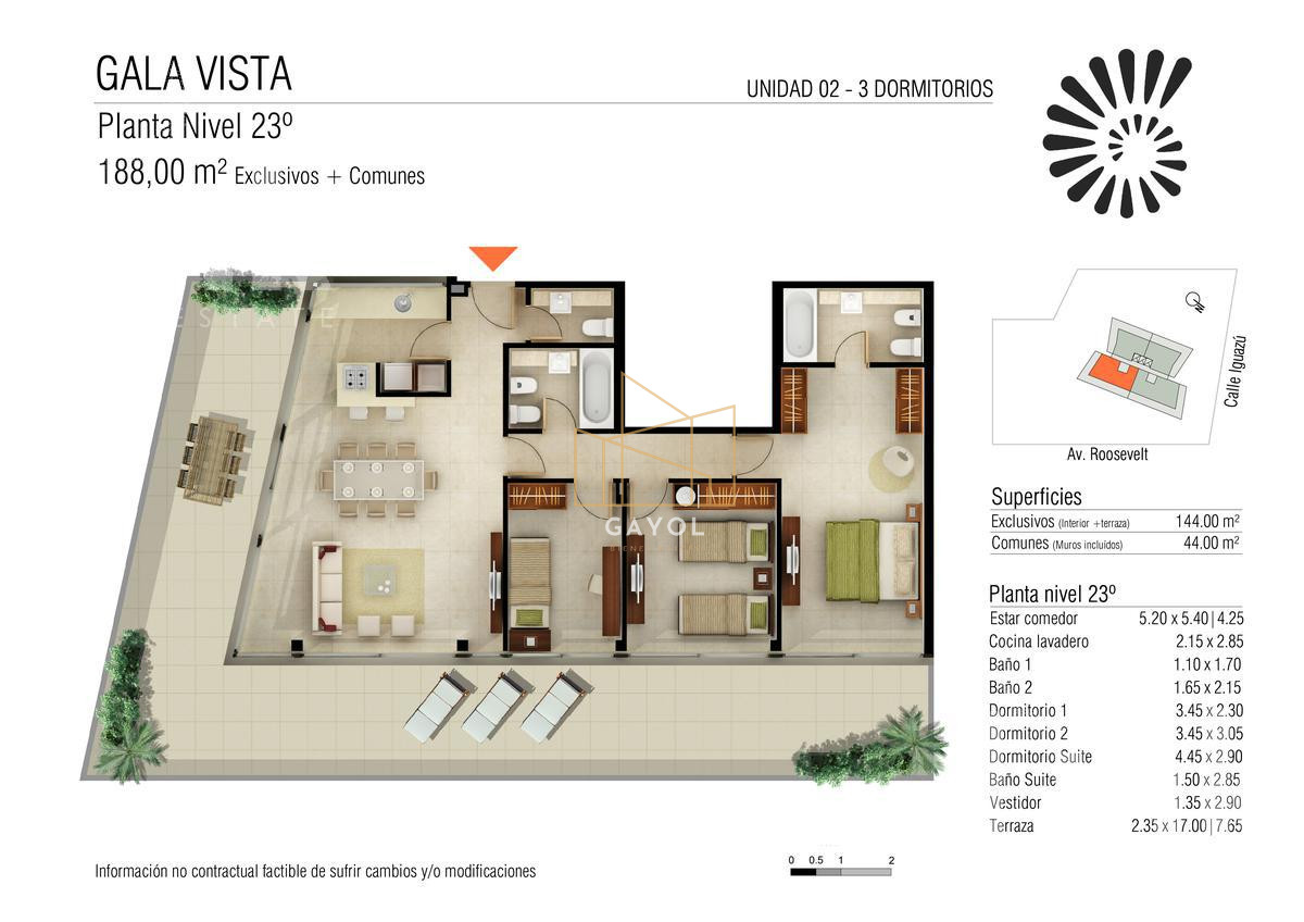 Apartamento ID.21 - Apartamento en alquiler en Edificio Gala Vista Av. Roosevelt Punta del Este, 1 dormitorio, 1 baños