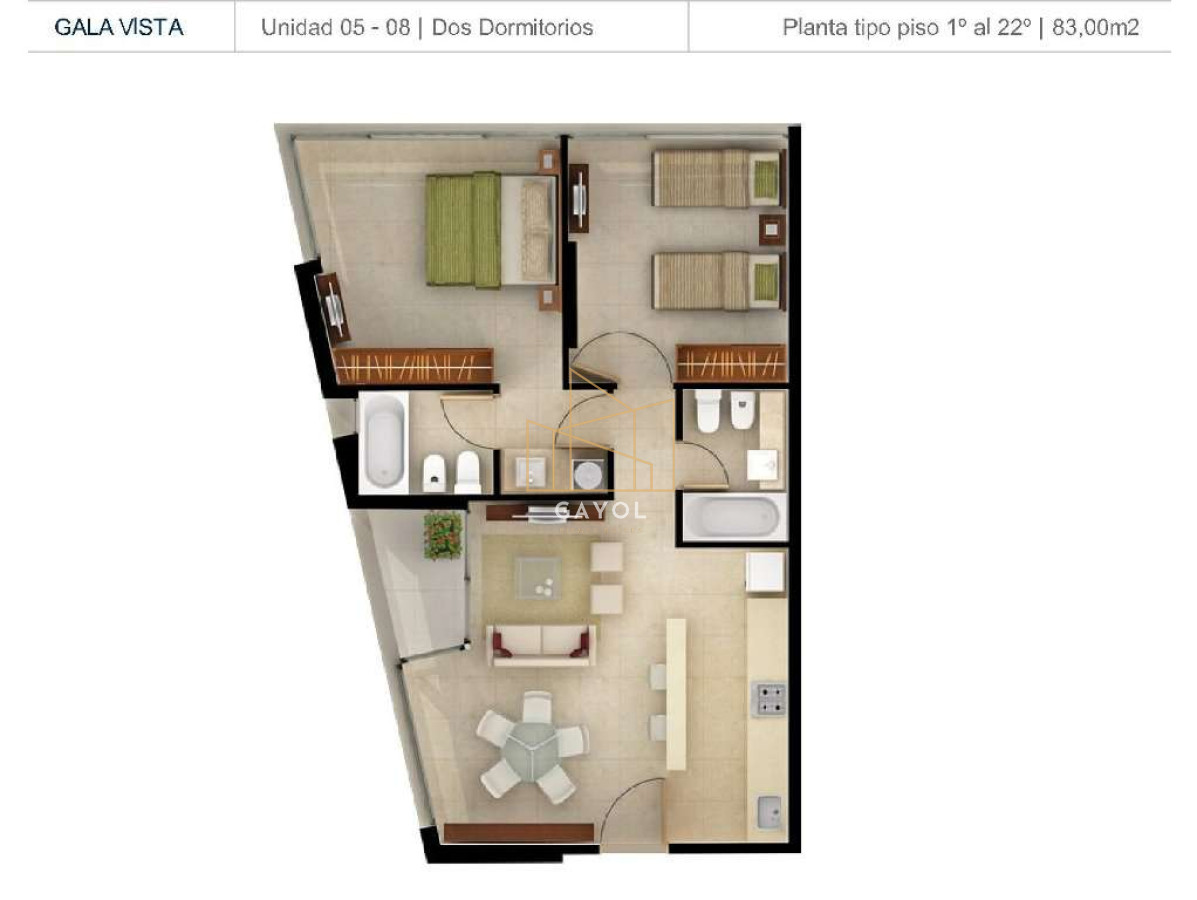 Apartamento ID.21 - Apartamento en alquiler en Edificio Gala Vista Av. Roosevelt Punta del Este, 1 dormitorio, 1 baños