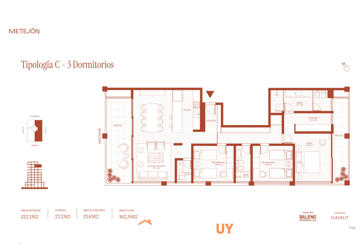 Un. 02 - 3 dorm Piso 6 al 8