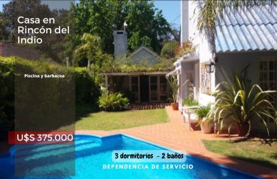 Casa en Rincón del Indio 3 dormitorios y dependencia con piscina y barbacoa