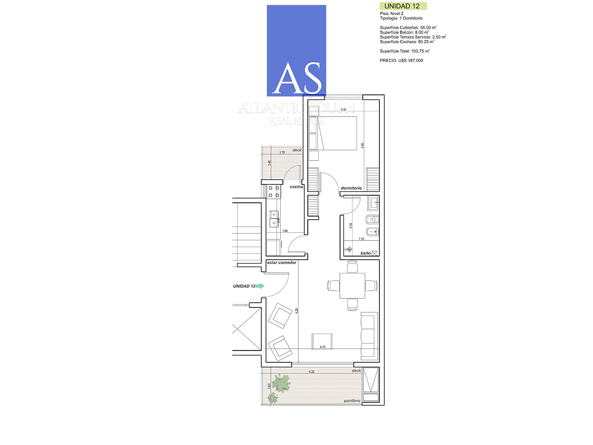 Apartamento ID.3393 - Apartamento a estrenar en la Mansa, 2 dormitorios con parrillero propio