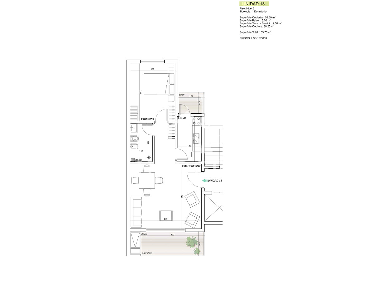 Apartamento ID.385 - Apartamento a estrenar en la Mansa, 2 dormitorios con parrillero propio