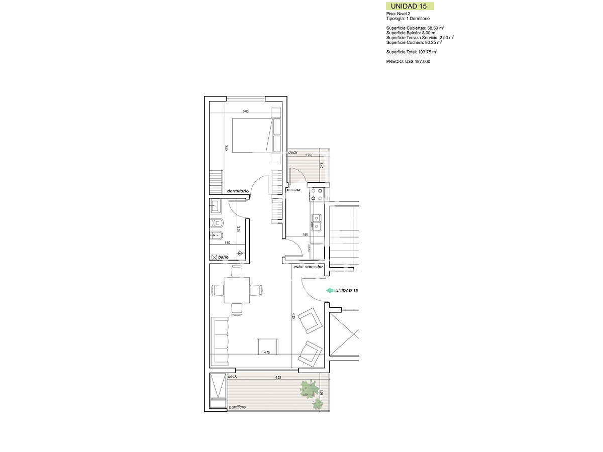 Apartamento ID.385 - Apartamento a estrenar en la Mansa, 2 dormitorios con parrillero propio