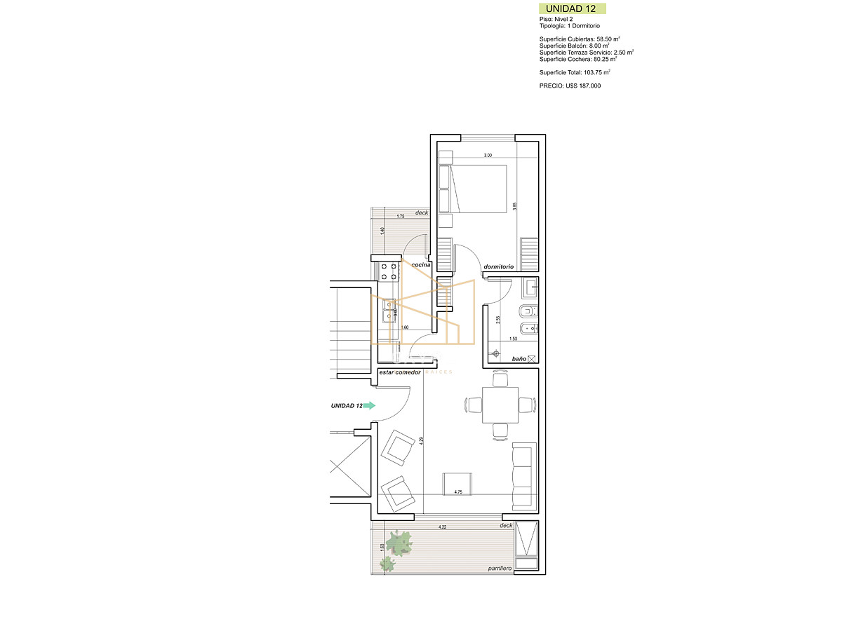 Apartamento ID.479 - Apartamento a estrenar en la Mansa, 2 dormitorios con parrillero propio