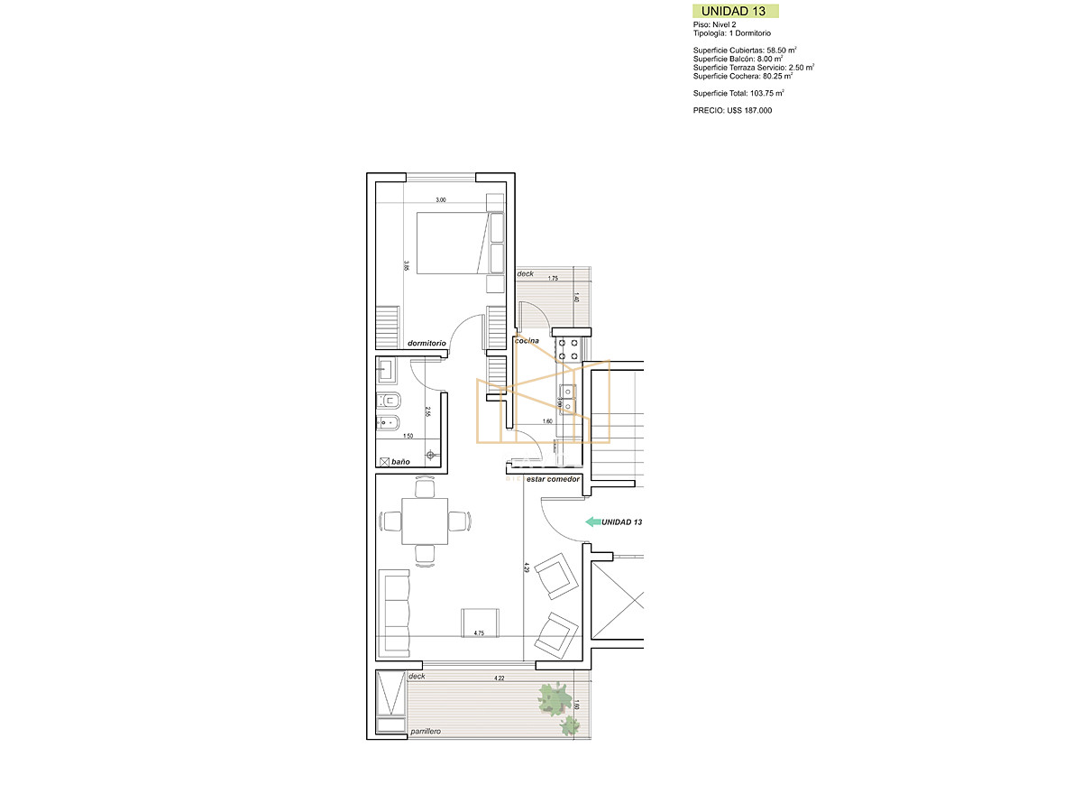 Apartamento ID.479 - Apartamento a estrenar en la Mansa, 2 dormitorios con parrillero propio