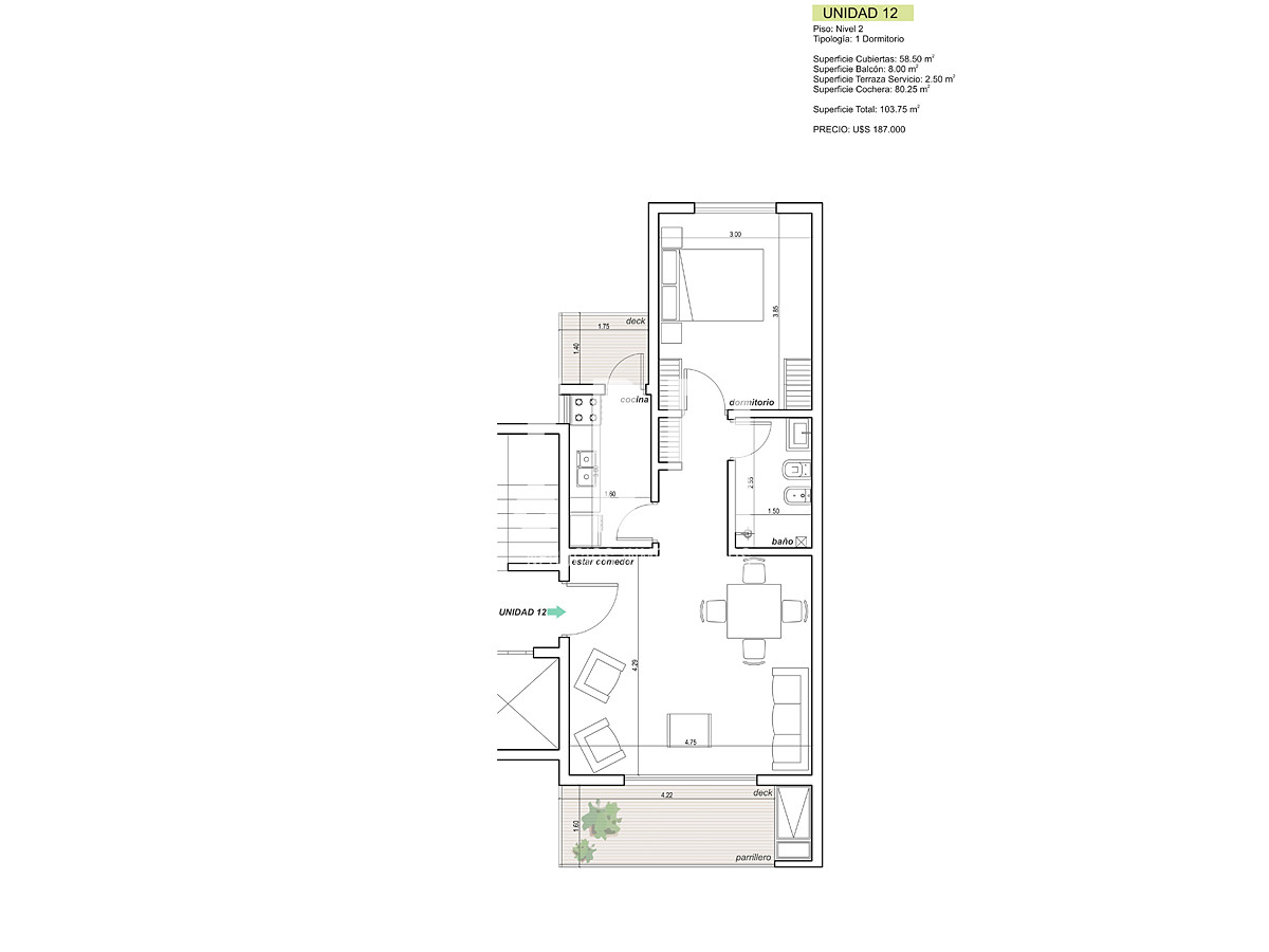 Apartamento ID.37 - Apartamento a estrenar en la Mansa, 2 dormitorios con parrillero propio