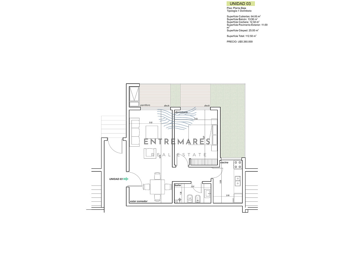Apartamento ID.250 - Apartamento en construcción en la Mansa 1 dormitorio con parrillero