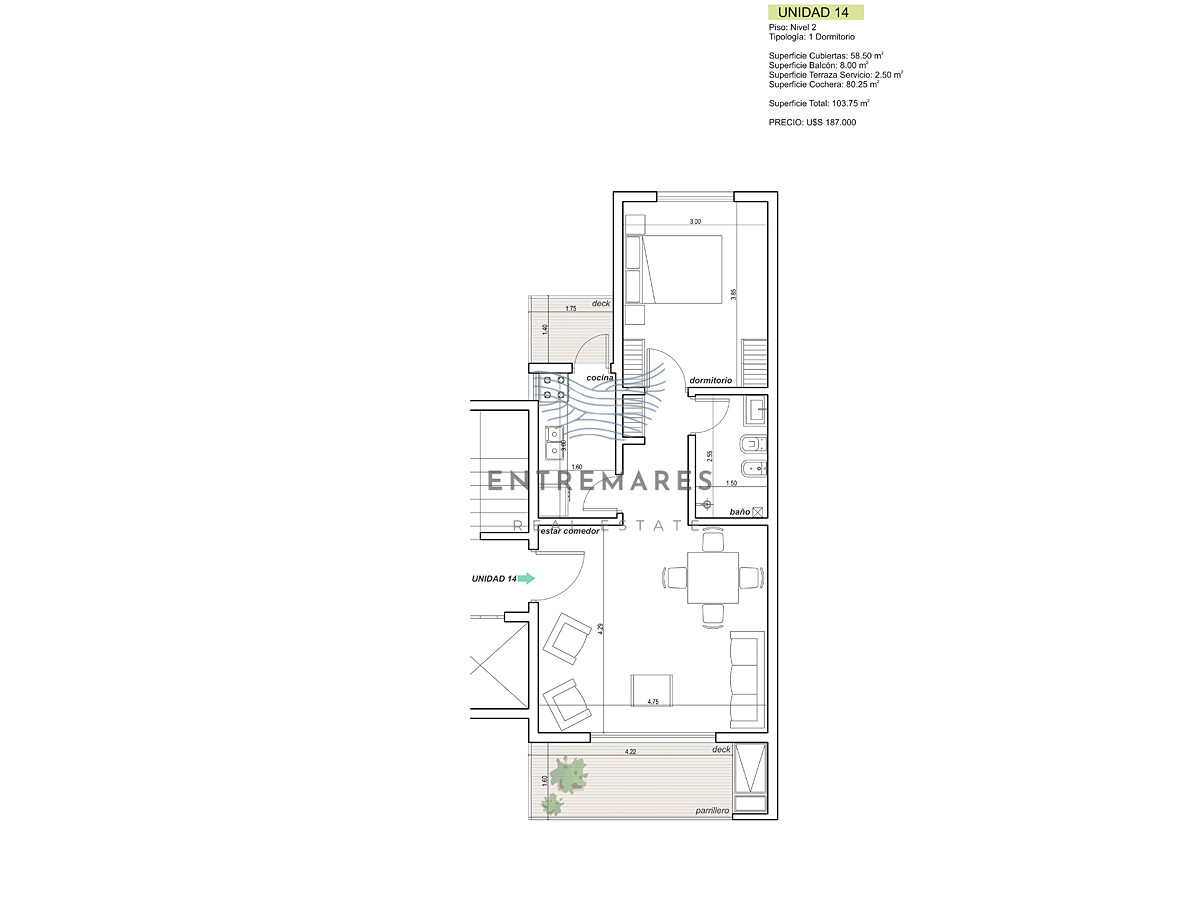 Apartamento ID.249 - Apartamento a estrenar en la Mansa, 2 dormitorios con parrillero propio