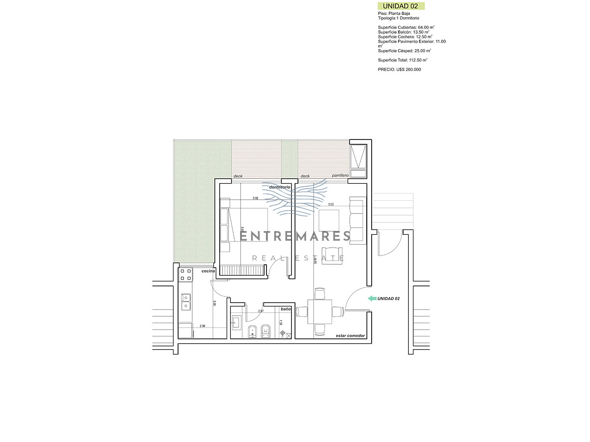 Apartamento ID.250 - Apartamento en construcción en la Mansa 1 dormitorio con parrillero