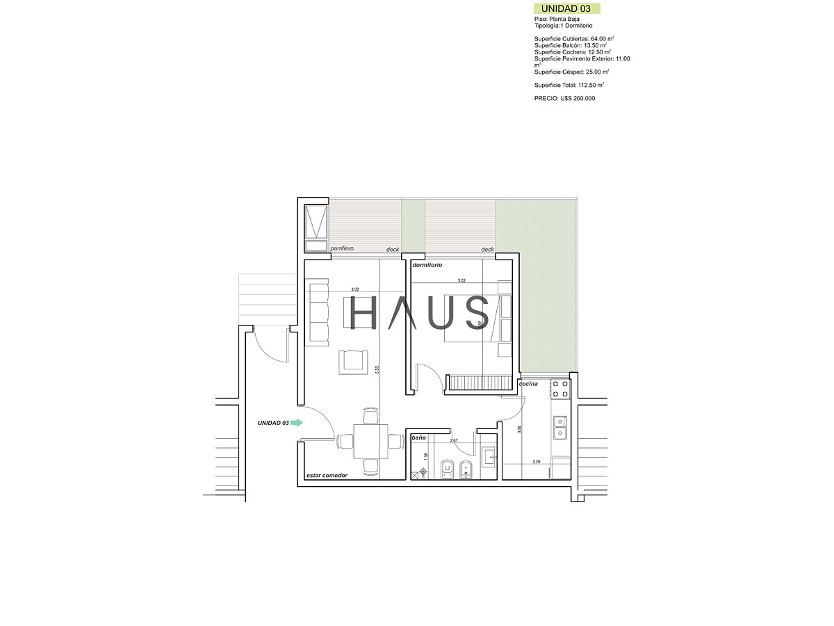 Apartamento ID.337 - Apartamento en construcción en la Mansa 1 dormitorio con parrillero