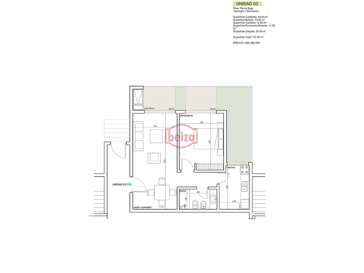 Apartamento ID.167039/Espectacular-departamento-a-metros-del-Mar - Apartamento en construcción en la Mansa 1 dormitorio con parrillero