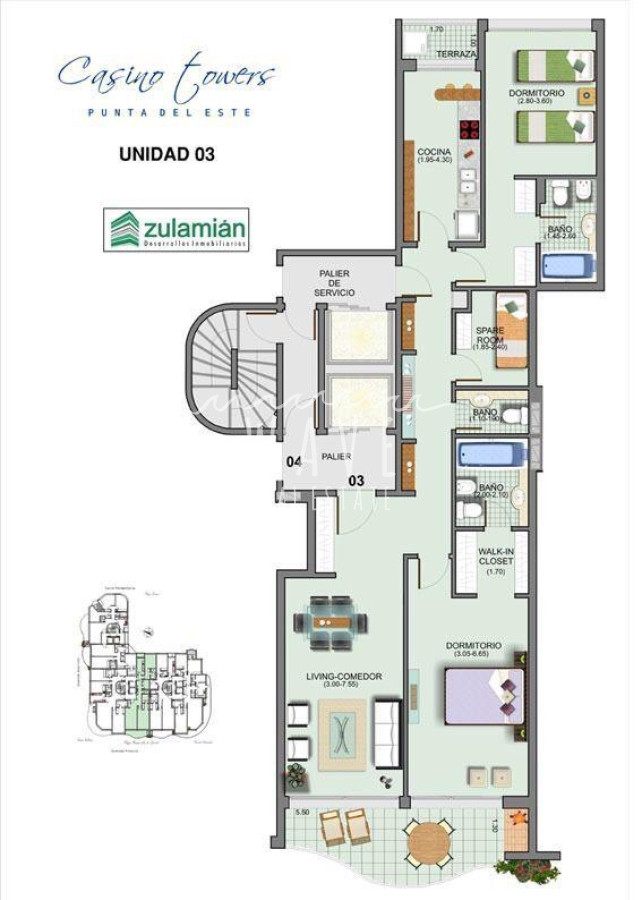 Apartamento ID.3732 - Mansa, a pasos de la Península y muy cerca del puerto. 2 dormitorios. Todos los servicios.