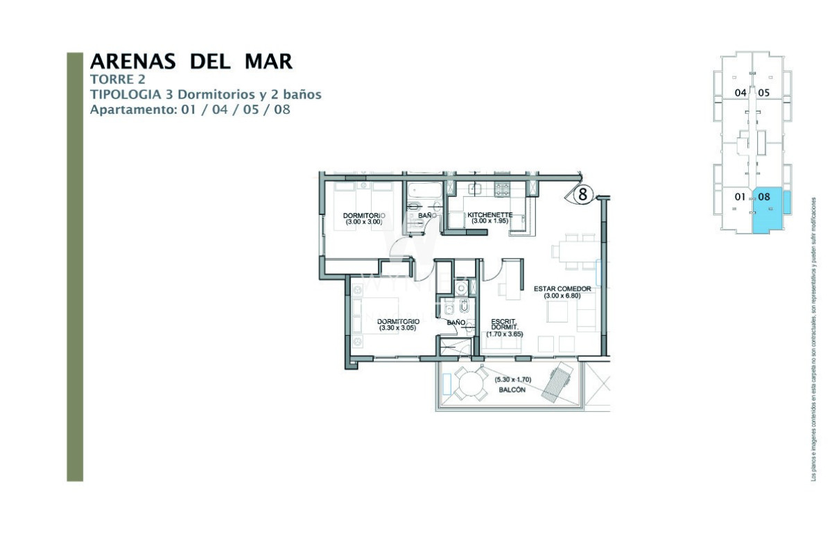 Apartamento ID.1000 - Arenas del  Mar - 2 dormitorios y medio