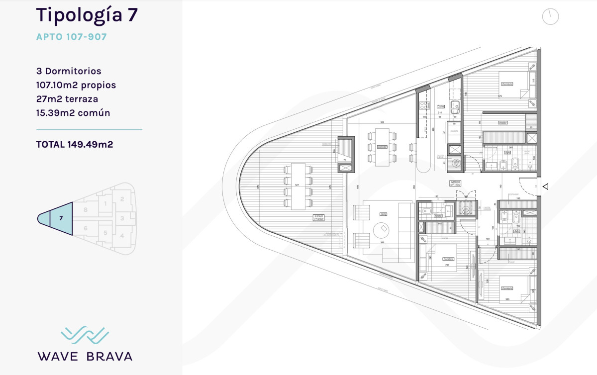 Apartamento ID.6016 - OPORTUNIDAD APARTAMENTO 3 DORMITORIOS EN WAVE BRAVA