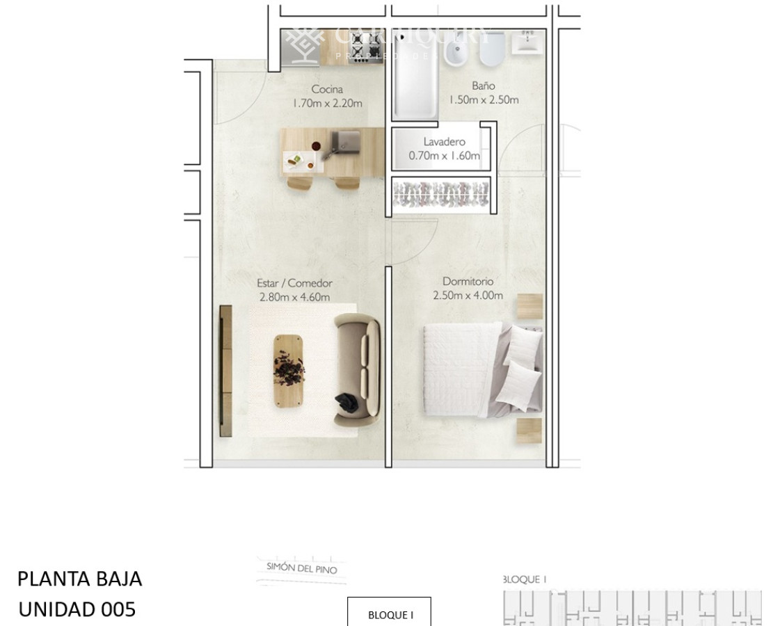 Apartamento ID.9804 - Apartamento en venta de 1 dormitorios. Tipologia D. Entrega 2026