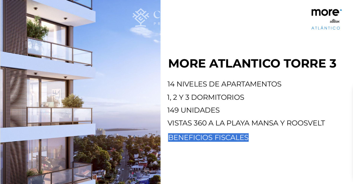 Apartamento ID.9906 - OPORTUNIDAD EN CONSTRUCCION FINANICADO 3 DORMITORIOS MORE ATLANTICO TORRE 3