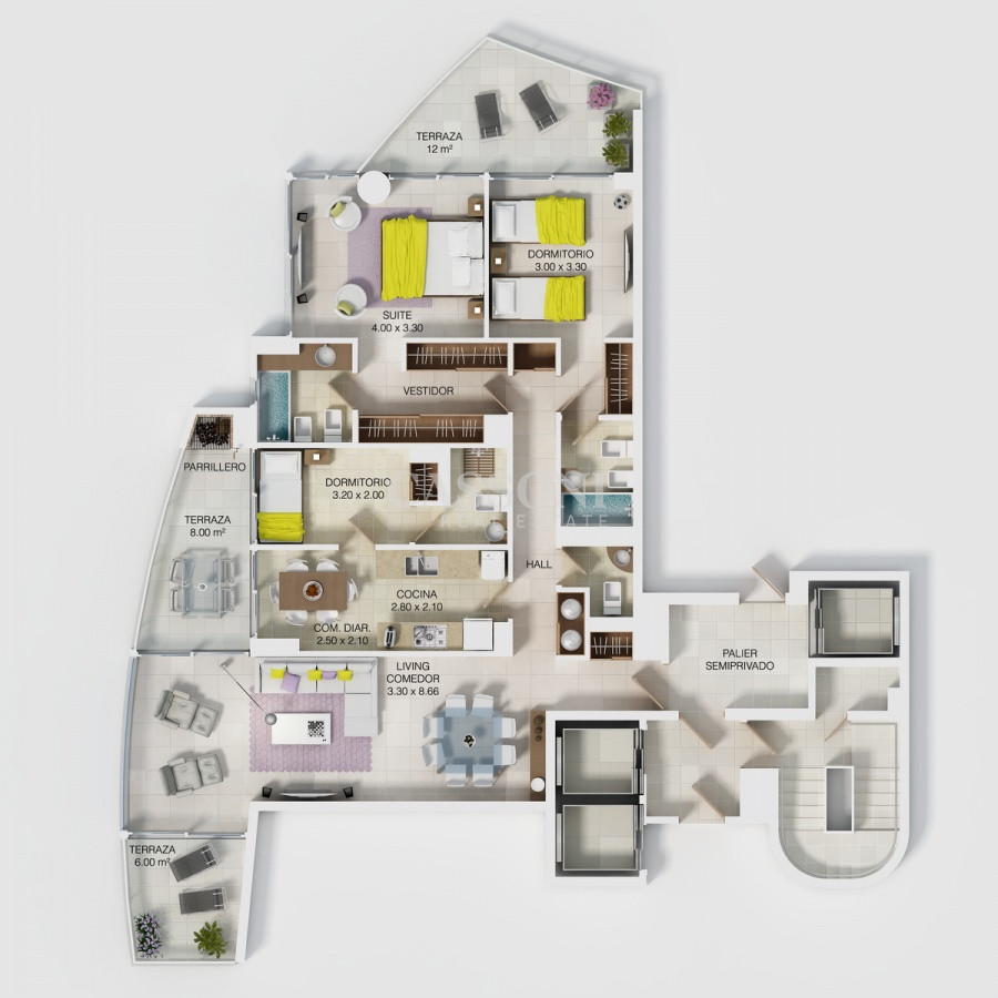 Apartamento ID.254 - Piso alto de 2 dormitorios y dep. 