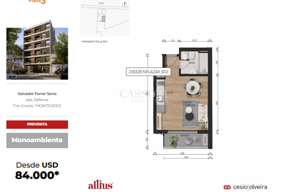 Apartamento ID.5125 - MONOAMBIENTE, 1, 2 Y 3 DORMITORIOS, TRES CRUCES