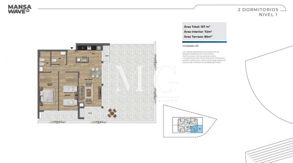 Apartamento ID.583 - Departamentos en primera linea con vista al mar 2 dormitorios