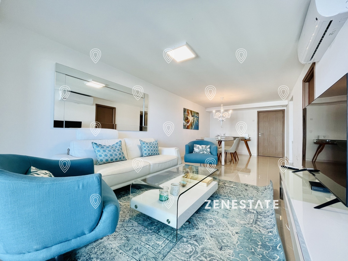 Apartamento piso alto con Vista de 3 Dormitorios y Parrillero en Playa Brava, Punta del Este  - ZEN6096A