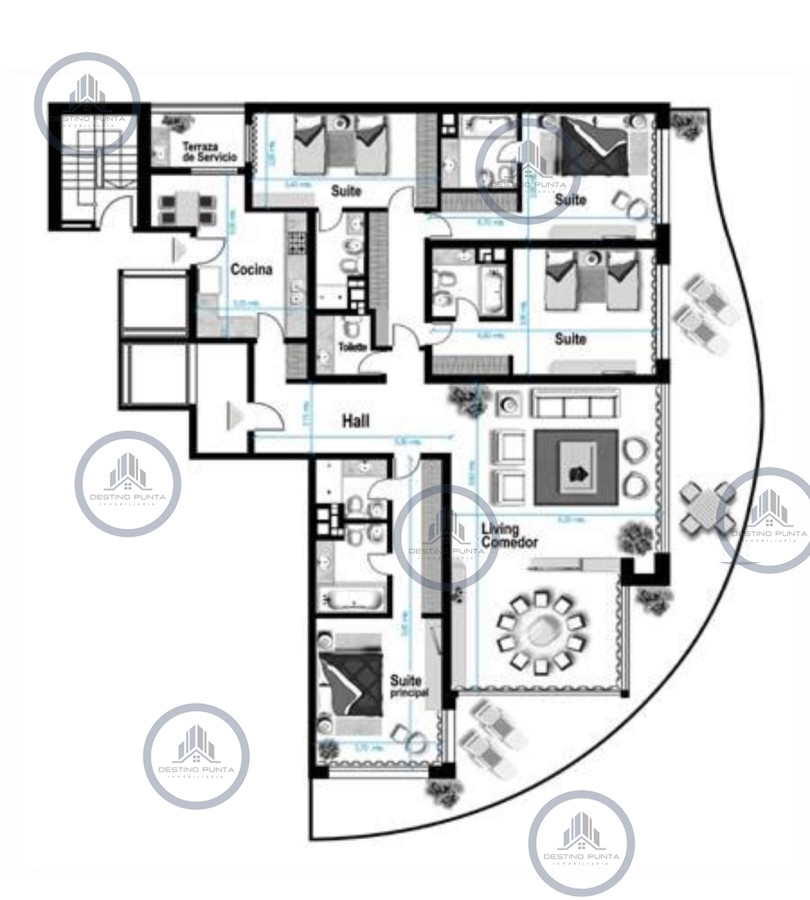Apartamento ID.1708 - Alquiler temporario de gran apartamento de 4 dormitorios más dependencia en Playa Mansa