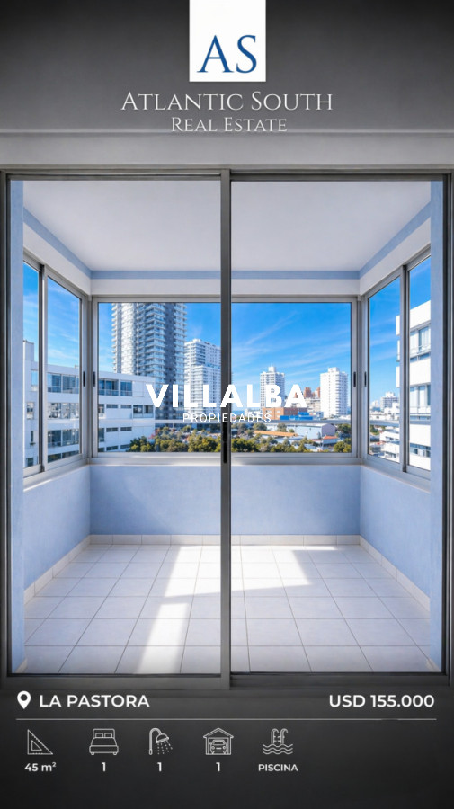 Apartamento ID.4045 - Apartamento 1 dormitorio en venta cercano al Mar terraza y cochera Playa Mansa Punta del Este