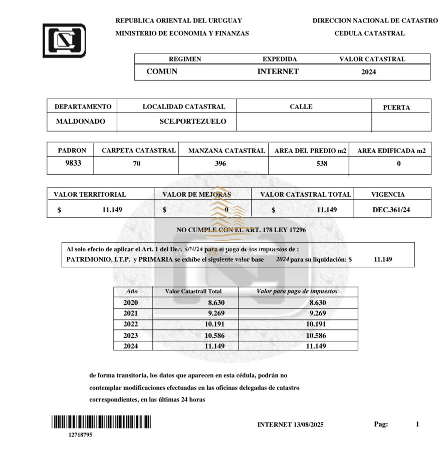 Terreno ID.1275 - Terreno en Punta Ballena, Sauce de Portezuelo