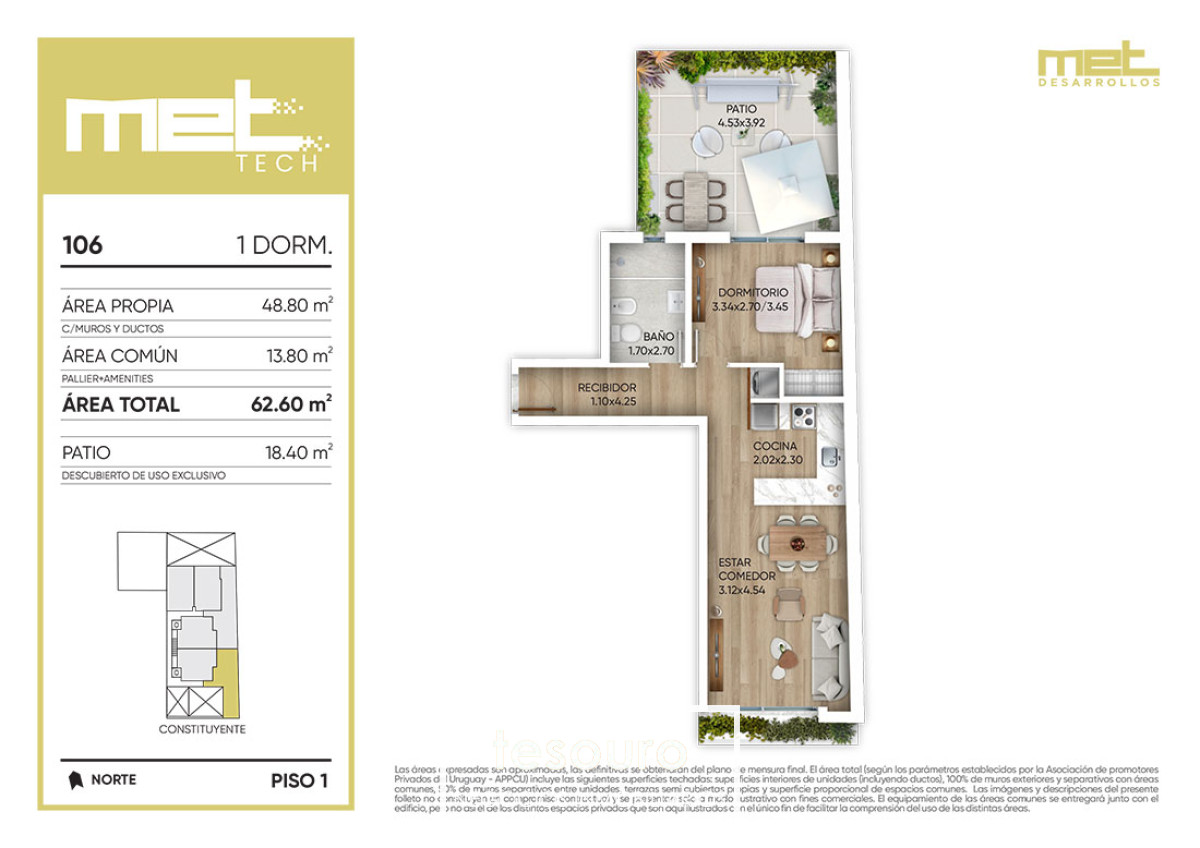 Apartamento ID.4275 - VENTA APARTAMENTO 1 DORMITORIO - CORDON