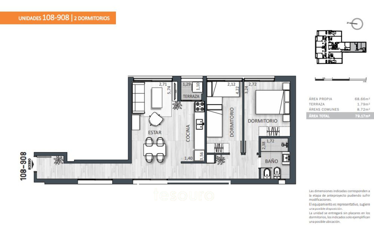 Apartamento ID.2555 - VENTA APARTAMENTO 2 DORMITORIOS - TRES CRUCES