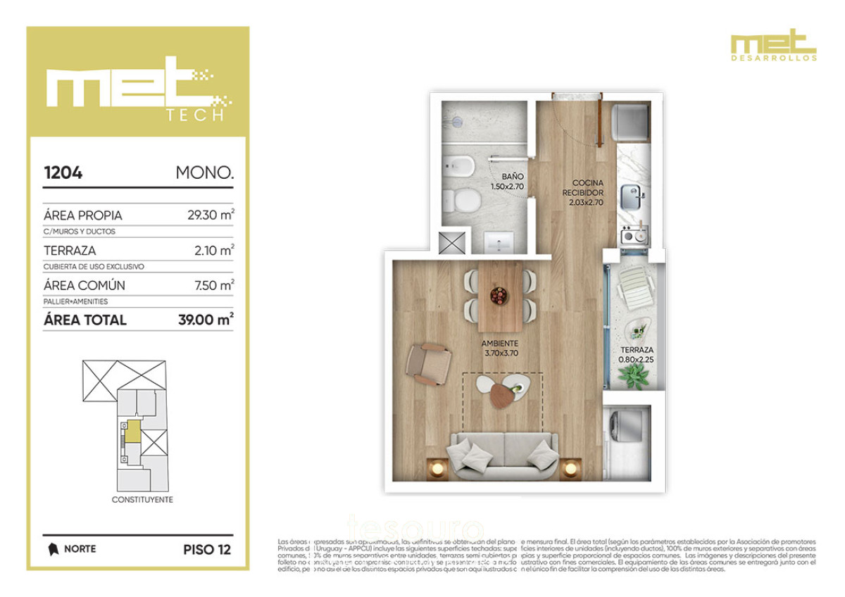 Apartamento ID.4293 - VENTA APARTAMENTO MONOAMBIENTE - CORDON