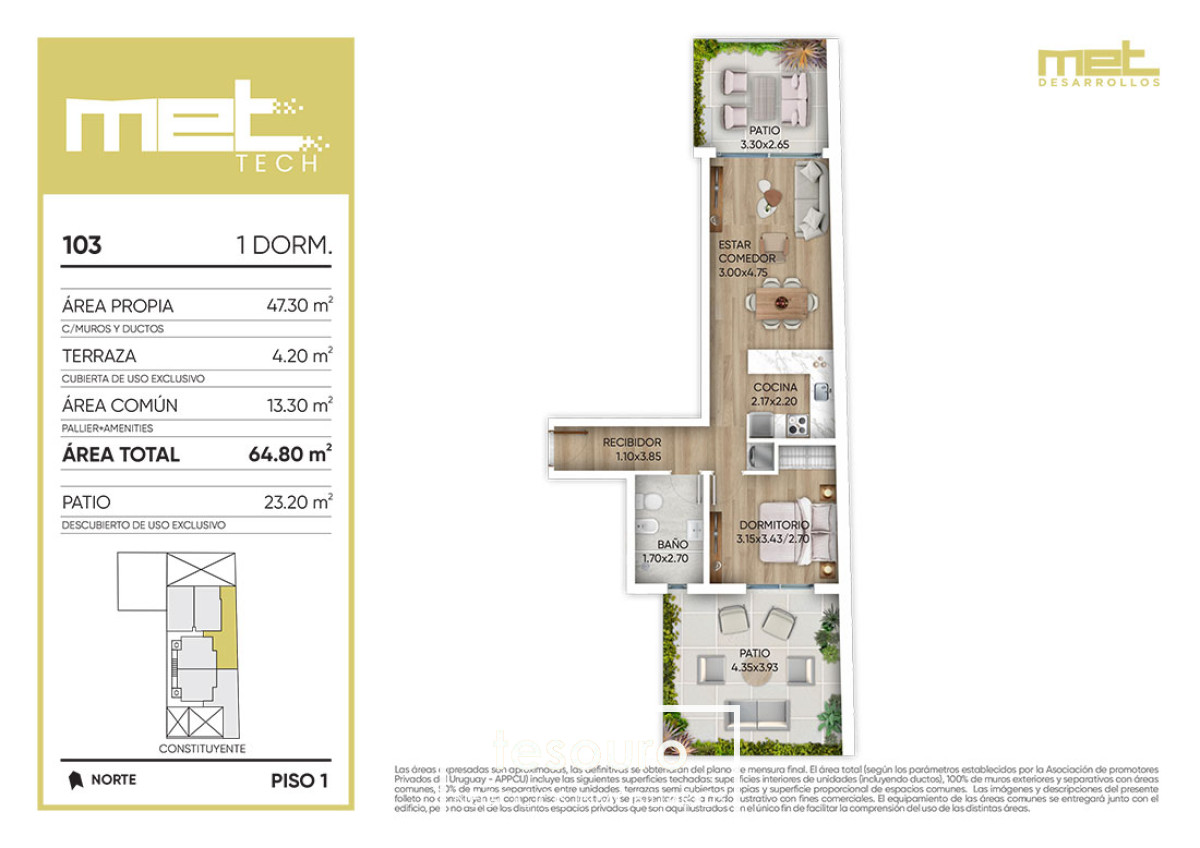 Apartamento ID.4272 - VENTA APARTAMENTO 1 DORMITORIO - CORDON
