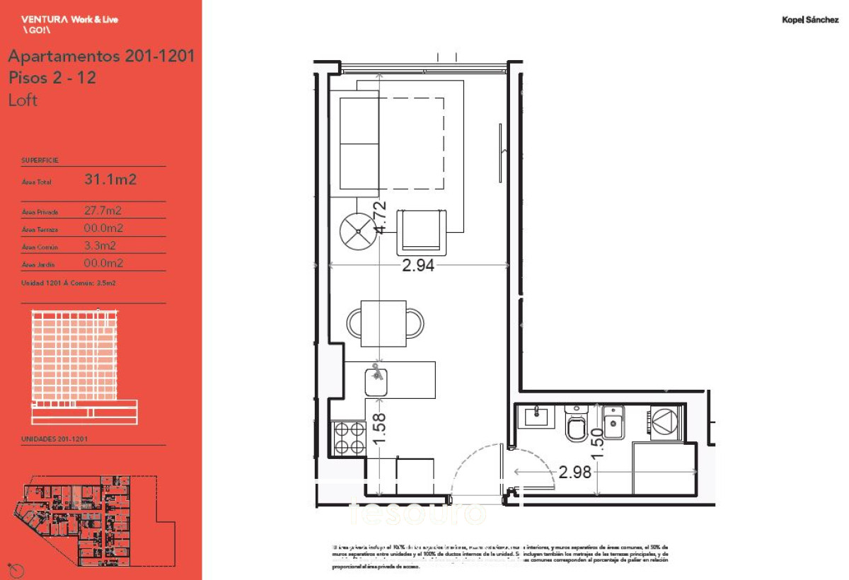 Apartamento ID.3537 - VENTA MONOAMBIENTE - CORDÓN