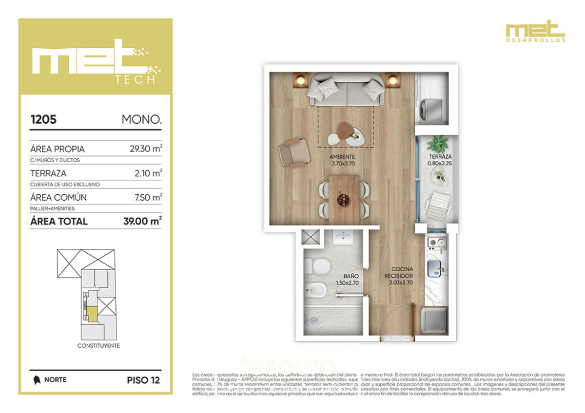Apartamento ID.4294 - VENTA APARTAMENTO MONOAMBIENTE - CORDON