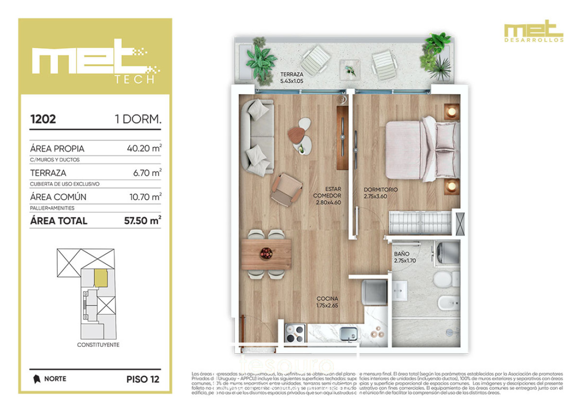 Apartamento ID.4291 - VENTA APARTAMENTO 1 DORMITORIO - CORDON