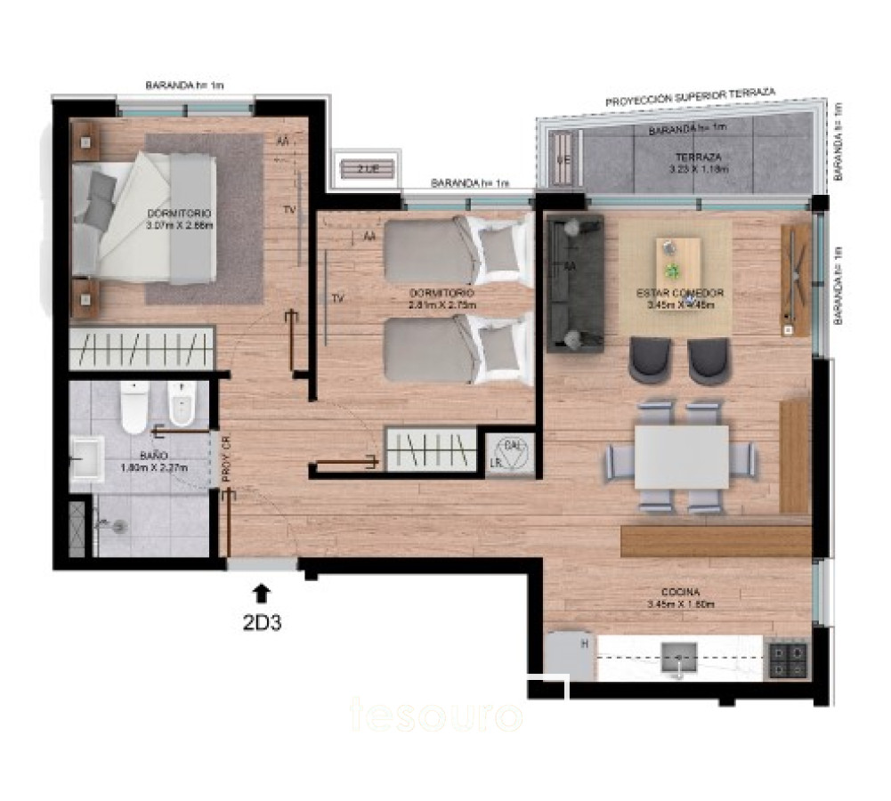Apartamento ID.3234 - VENTA APARTAMENTO 2 DORMITORIOS - TRES CRUCES