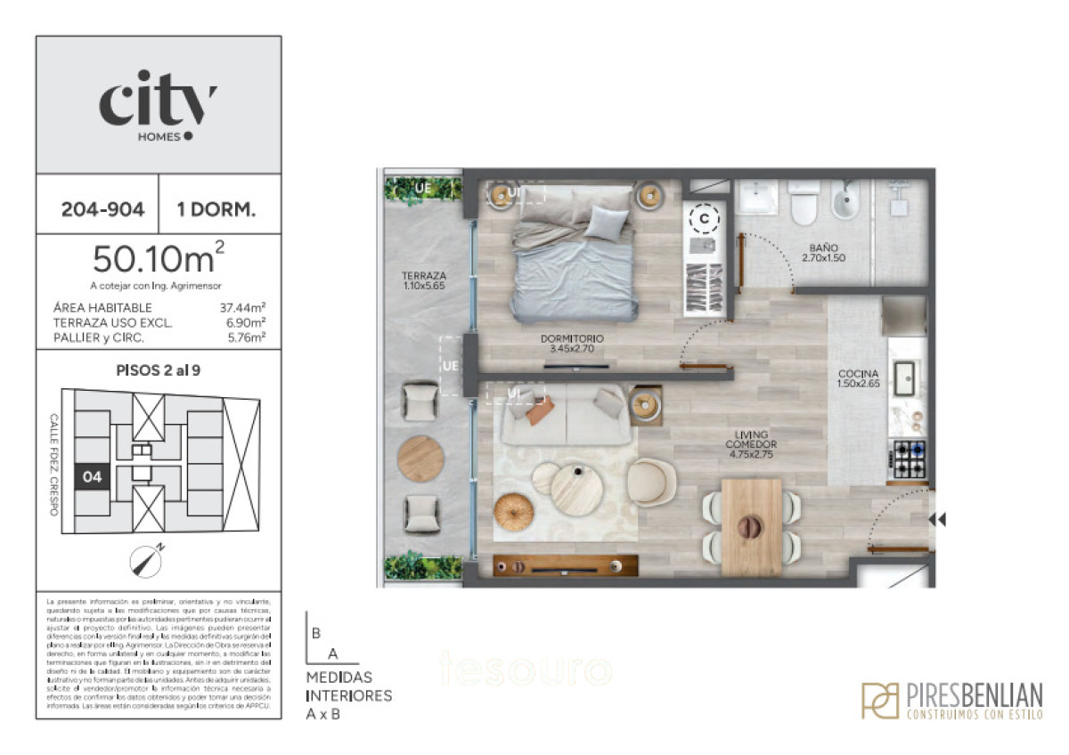 Apartamento ID.5564 - VENTA APARTAMENTO 1 DORMITORIO - CORDÓN