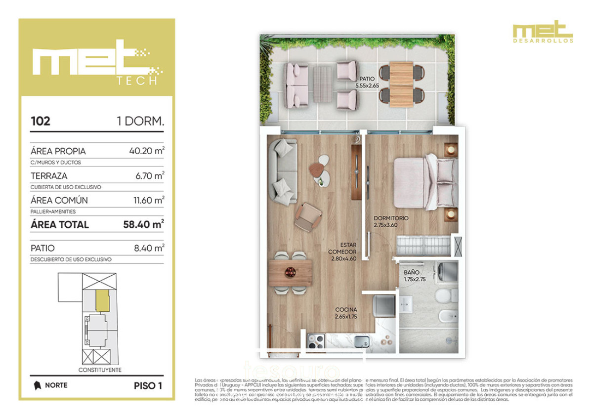 Apartamento ID.4271 - VENTA APARTAMENTO 1 DORMITORIO - CORDON