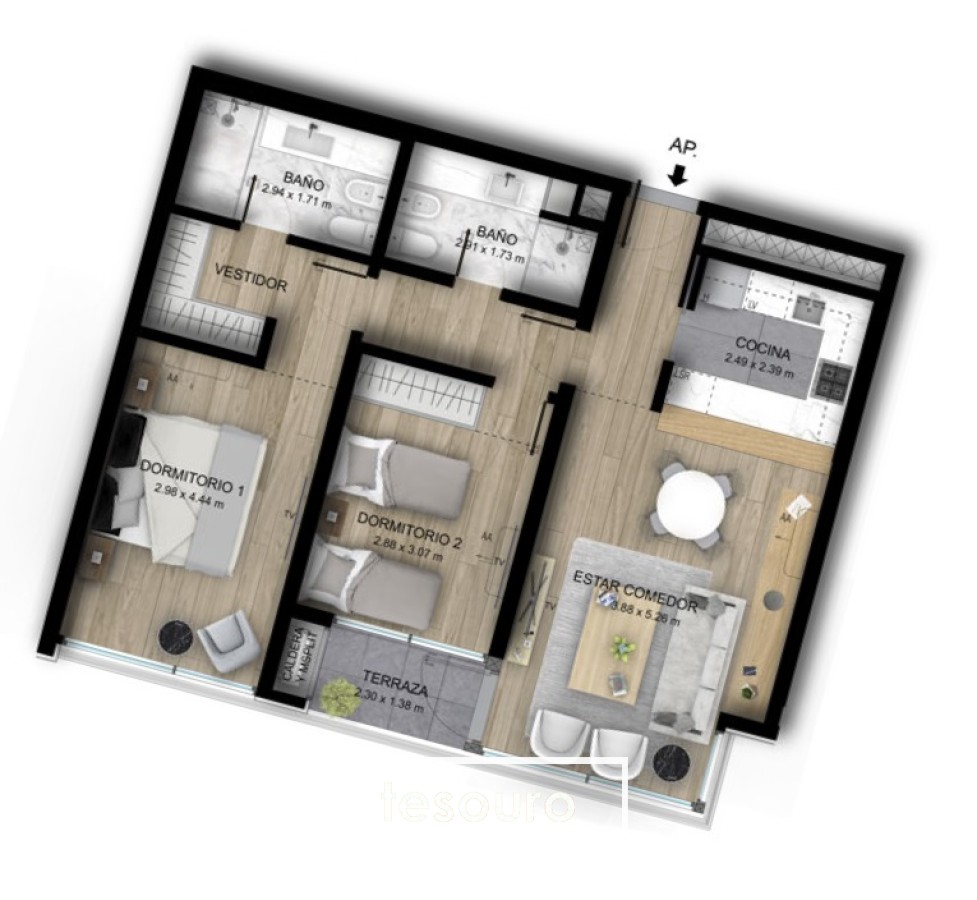 Apartamento ID.2646 - Apartamento en venta Punta Carretas 2 dormitorios