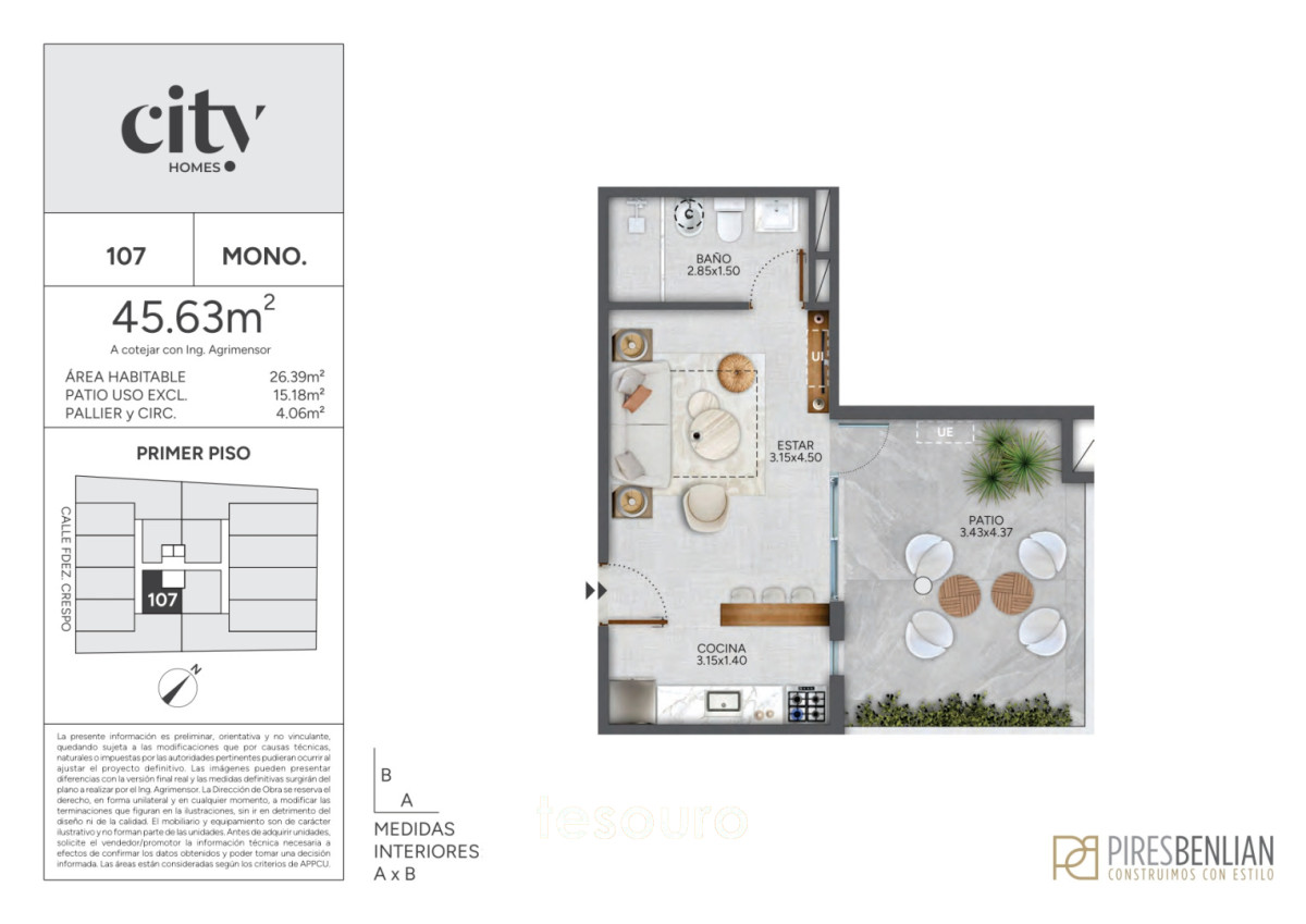 Apartamento ID.5272 - VENTA MONOAMBIENTE - CORDÓN