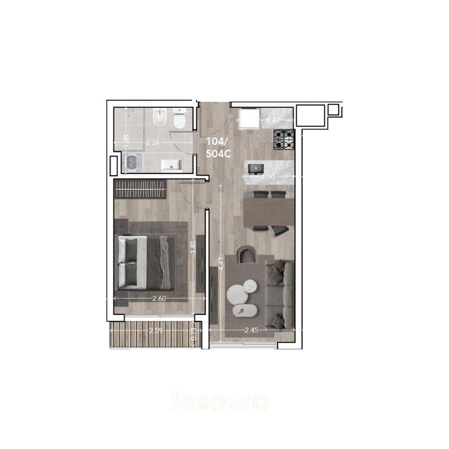 Apartamento ID.4049 - VENTA APARTAMENTO 1 DORMITORIO - LA BLANQUEADA