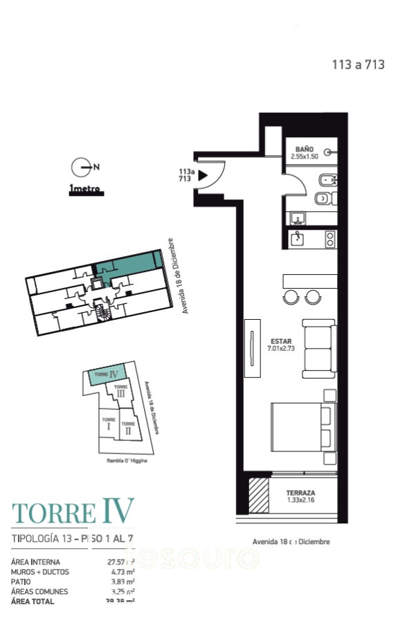 Apartamento ID.3428 - MONOAMBIENTE EN VENTA - MALVIN