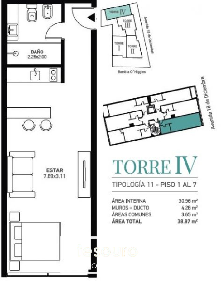 Apartamento ID.3432 - MONOAMBIENTE EN VENTA - MALVIN