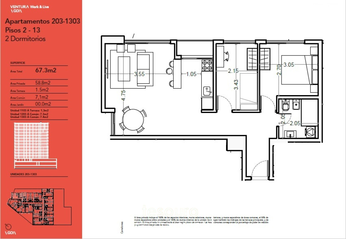 Apartamento ID.3539 - VENTA APARTAMENTO 2 DORMITORIOS - CORDÓN