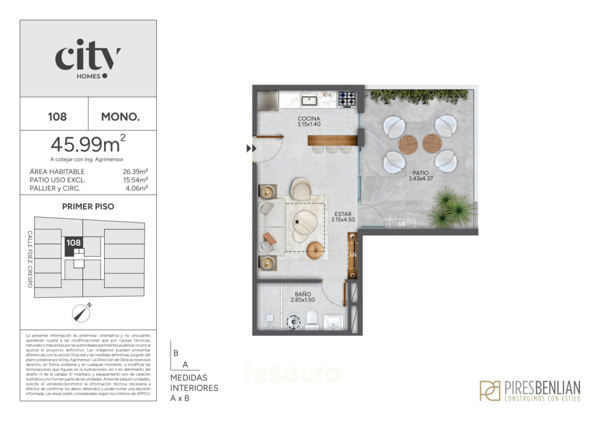 Apartamento ID.5273 - VENTA MONOAMBIENTE - CORDÓN