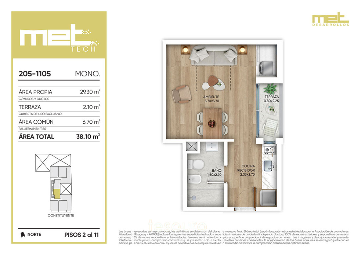 Apartamento ID.4284 - VENTA APARTAMENTO MONOAMBIENTE - CORDON