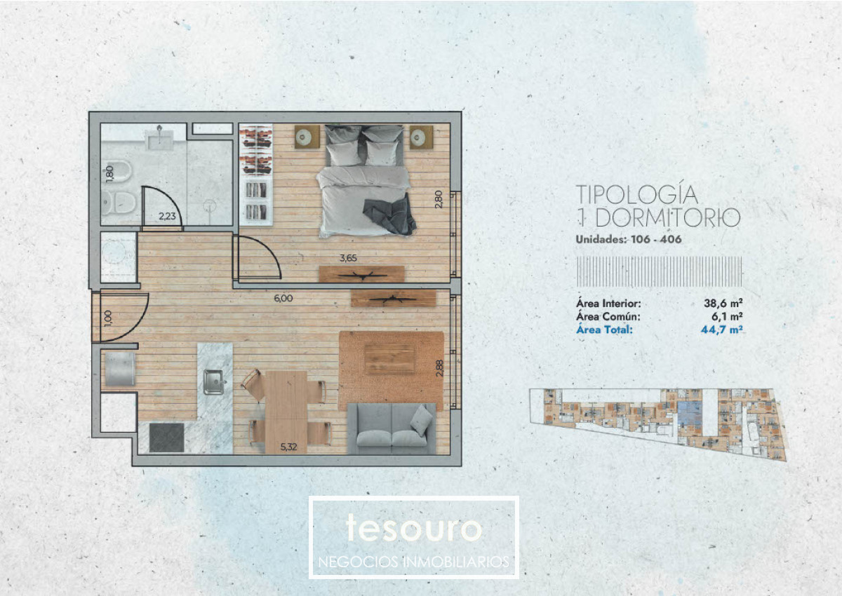 Apartamento ID.4939 - VENTA APARTAMENTO 1 DORMITORIO - POCITOS