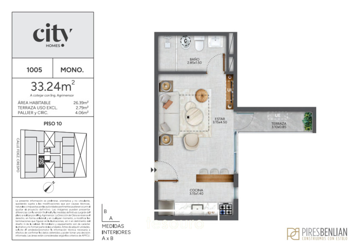 Apartamento ID.5666 - VENTA MONOAMBIENTE - CORDÓN