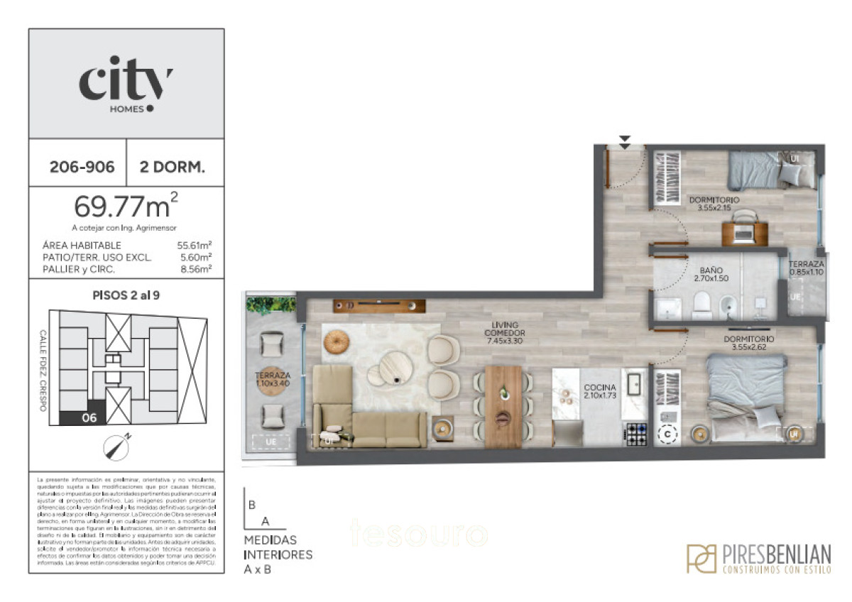 Apartamento ID.5580 - VENTA APARTAMENTO 2 DORMITORIOS - CORDÓN