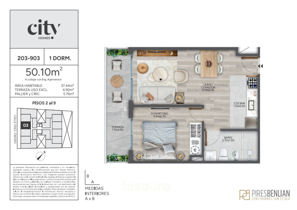 Apartamento ID.5556 - VENTA APARTAMENTO 1 DORMITORIO - CORDÓN