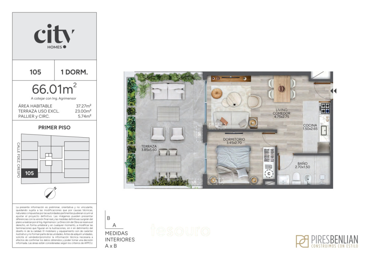 Apartamento ID.5270 - VENTA APARTAMENTO 1 DORMITORIO - CORDÓN